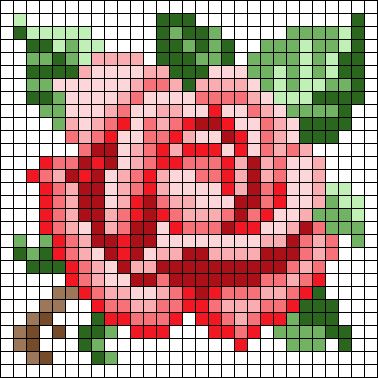 Rose Pixel Pattern, Cherry Blossom Pixel Art Grid, Perler Bead Rose Pattern, Pixel Art Flowers Aesthetic, Alpha Patterns Crochet Flower, Perler Bead Patterns Flowers, Floral Pixel Art, Rose Alpha Pattern, Alpha Patterns Flower