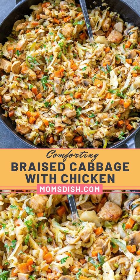 Cabbage With Chicken, Savory Cabbage, Cabbage Recipes Healthy, Recipes By Ingredients, Cabbage And Potatoes, Braised Cabbage, Chicken And Cabbage, Cabbage Casserole, Cooked Cabbage