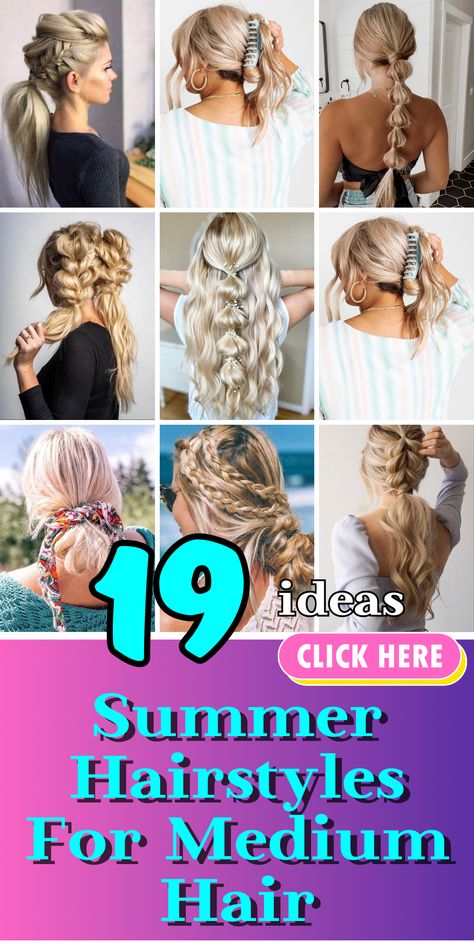 Chic Summer Hairstyles for Medium Hair: Braids, Updos & Beach Waves Beachy Hairstyles For Medium Hair, Beach Hairstyles Shoulder Length, Bohemian Hairstyles For Medium Hair Shoulder Length, Summer Hairstyles To Keep You Cool, Boat Hair Hairstyles Medium, Easy Beach Hairstyles For Medium Hair, Beach Hairstyles For Fine Hair, Beach Hair Ideas For Short Hair, Casual Summer Updos For Medium Hair