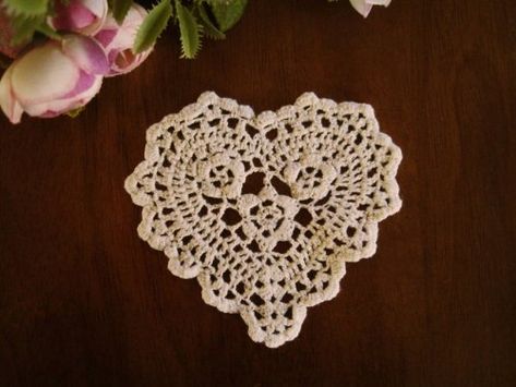 Buy Handmade Crochet Lace Heart Shape Coasters Doilies, 4-inch, Beige Color, Set of 4 at Walmart.com Heart Doilies, Crochet Tea Cup, Christmas Jar Gifts, Diy Crochet Slippers, Crochet Granny Square Tutorial, Crochet Lace Doily, Heart Crochet, Christmas Tree Decorations Diy, Lace Heart