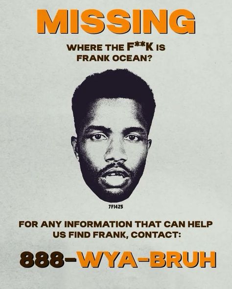 Frank Ocean Missing Poster, Frank Ocean Pfp Aesthetic, Frank Ocean Wall Print, Frank Ocean Wall Poster, Vintage Frank Ocean Poster, Frank Ocean Poster In Room, Frank Ocean Graphic Design, Poster Prints Frank Ocean, Wiseman Frank Ocean