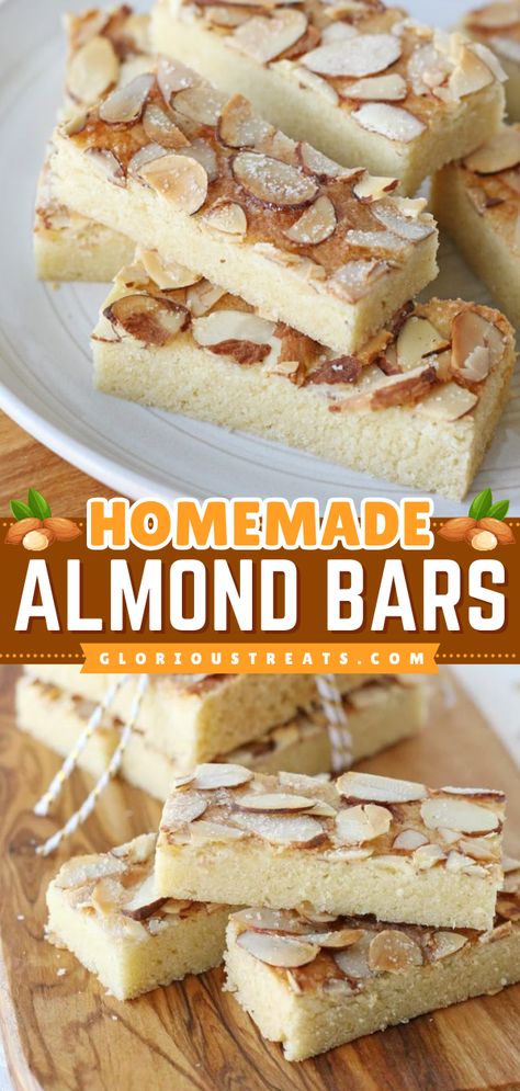 These Almond Bars are Christmas day desserts that are rich, nutty, and delicious! These sugar cookie bars would be the perfect addition to a holiday cookie tray. Add this recipe to your best Christmas treat ideas! Almond Cream Cheese Bars, Small Batch Almond Joy Cookies, Almond Bars Recipe Simple, Dutch Almond Bars, Almond Paste Bars, Scandinavian Almond Bars, Desserts With Almonds, Almond Bars With Almond Paste, Almond Paste Desserts