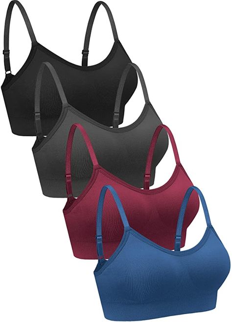 4 Pieces V Neck Bralettes Wireless Cami Bra Tank Top Bra Sports Bra for Women Girls (Black, Dark Grey, Dark Red, Blue,Medium) at Amazon Women’s Clothing store Tank Top Bra, Bra Tank Top, Cami Bra, Bra For Women, Top Bra, Bra Tank, Tank Top Bras, V Neck Tank Top, Everyday Bra