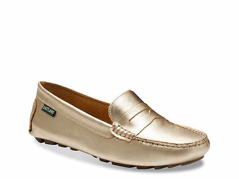 Women's Gold Flats | DSW Womens Penny Loafers, Eastland Shoes, Gold Loafers, Driving Moccasins, Driving Loafers, Gold Flats, Nubuck Leather, Penny Loafers, Casual Backpack