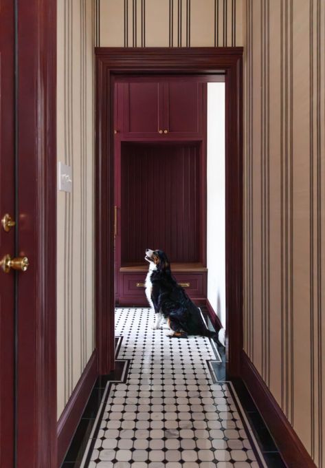 Mudroom - Chris Loves Julia Chris Loves Julia Hallway, Diy Shaker Door, Modern Cottage Bathroom, Hallway Upstairs, Some Wallpaper, Sherwin Williams White, Mudroom Makeover, Diy Mudroom, Overhead Light