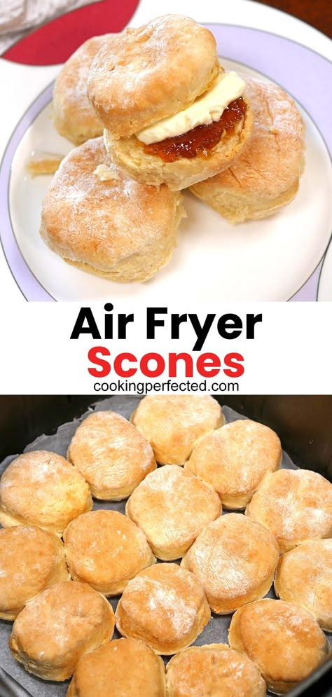 Easy Air Fryer Desserts, Air Fryer Scones, Air Fryer Recipes Uk, Roasted Peaches, Air Fryer Cake Recipes, Air Fryer Cake, Desserts Quick, Air Fryer Recipes Dessert, Air Fryer Desserts