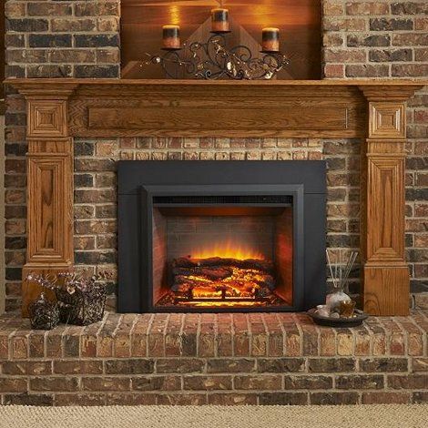 Wall Mounted Electric Fireplace Insert Diy Stone Fireplace, Natural Gas Fireplace, Natural Stone Fireplaces, Gas Fireplace Insert, Brick Fireplace Makeover, Fireplace Doors, Electric Fireplace Insert, Fireplace Insert, Traditional Fireplace