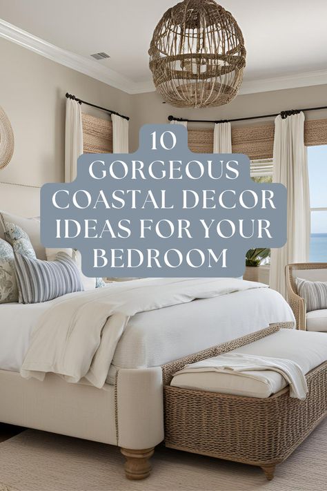 Discover how to blend modern coastal decor with beachy decor elements for the perfect beach house interior. Get inspired with coastal bedroom designs that bring a serene, ocean-inspired vibe to your home. Masculine Beach Bedroom, Affordable Bedroom Makeover, Easy Bedroom Makeover, Coastal Decor Bedroom, Coastal Glam Decor, Coastal Modern Living Room, Living Room Beach House, French Coastal Decor, Beach Apartment Decor