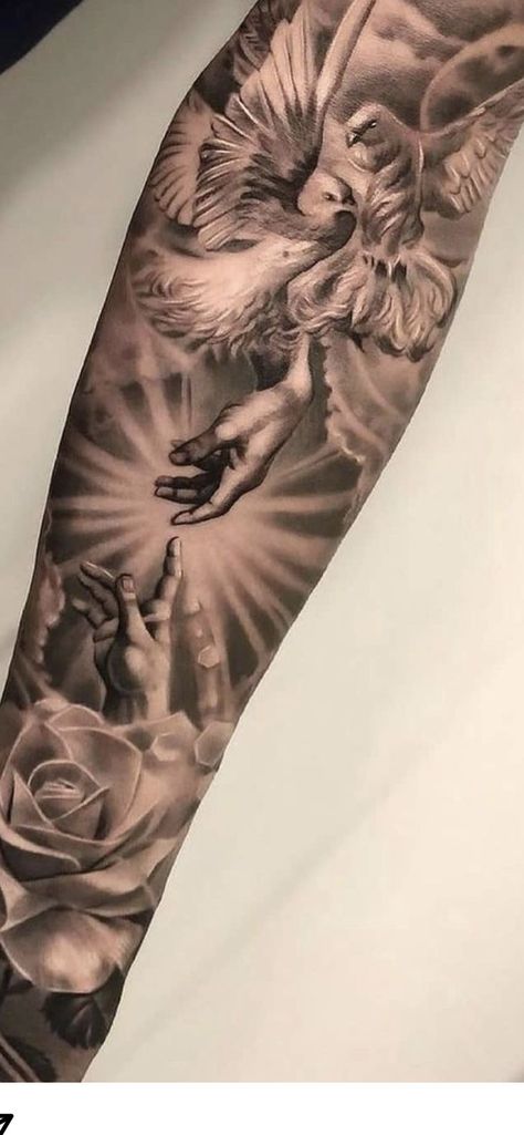 Religious Leg Sleeve Tattoo, Tattooed Names, Female Sleeve Tattoos, Noah Tattoo, Female Sleeve Tattoo Ideas, Religious Tattoo Sleeves, Spiritual Tapestry, Angel Sleeve Tattoo, Angel Tattoo For Women