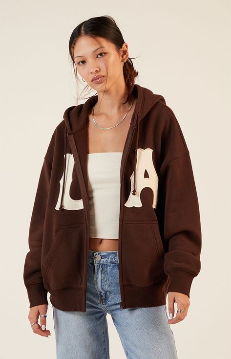 LA Zip Up Hoodie Pacsun Hoodie, Zipup Hoodie, Refer A Friend, Winter Fit, My Dream Wardrobe, Women Hoodies Sweatshirts, Christmas Wish, Christmas Wish List, Clothes And Shoes