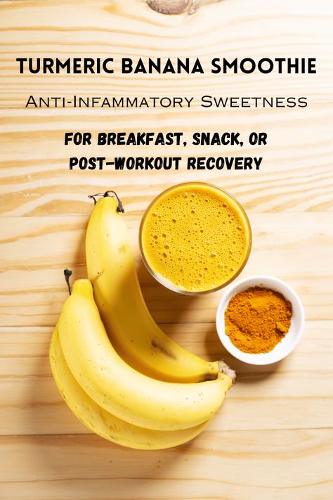 smoothie, turmeric, turmeric smoothie, anti-inflammatory smoothie, breakfast, snacks, post workout recovery Turmeric Smoothie Recipes, Deep Nutrition, Inflammation Diet Recipes, Anti Inflammation Recipes, Turmeric Smoothie, Banana Drinks, Turmeric Recipes, Banana Smoothie Recipe, Smoothie Drink Recipes