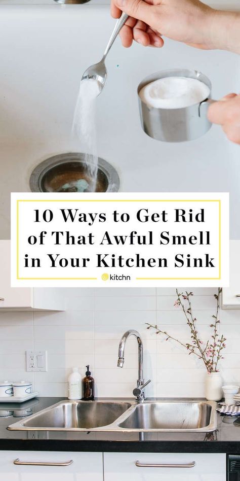 Get Rid of Stinky Kitchen Sink Smells. Does your sink smell like sewer or rotten eggs in your kitchen or bathroom? Here's how to freshen it up and make it smell good without any chemicals! How To Get Rid Of Smelly Sink Drains, How To Get Rid Of Stinky Sink Drains, Stinky Kitchen Sink Drain, Kitchen Sink Smells Bad, Kitchen Sink Cleaning Hacks, Sink Smells Bad How To Get Rid, Kitchen Drain Smell, Smelly Sink Drain, Sink Drain Smell