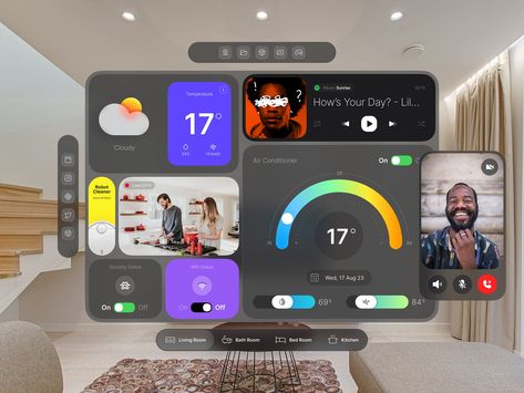 Homu Homu - Vision Pro OS by Adin Yanuar ☄️ for Pixelz on Dribbble Marketing Dashboard, Dashboard Examples, Dream House Aesthetic, Apple Vision Pro, Home Images, Mobile Project, Vision Pro, Robot Cleaner, Ui Components