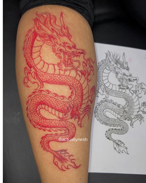 Dragon Thigh Tattoo, Red Dragon Tattoo, Dragons Tattoo, Hip Thigh Tattoos, Chinese Dragon Tattoos, Dragon Tattoo For Women, Black Girls With Tattoos, Hip Tattoos Women, Inspiration Tattoos