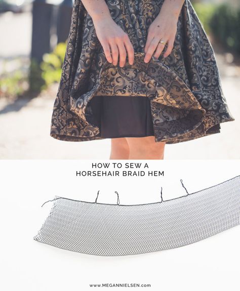 megan nielsen design diary: Tutorial // How to sew a horsehair braid hem Horsehair Braid Hem, Horse Hair Braiding, Horsehair Braid, Sewing Hems, Beginner Sewing Projects Easy, Couture Sewing, Sewing Lessons, Sewing Projects For Beginners, Sewing Skills