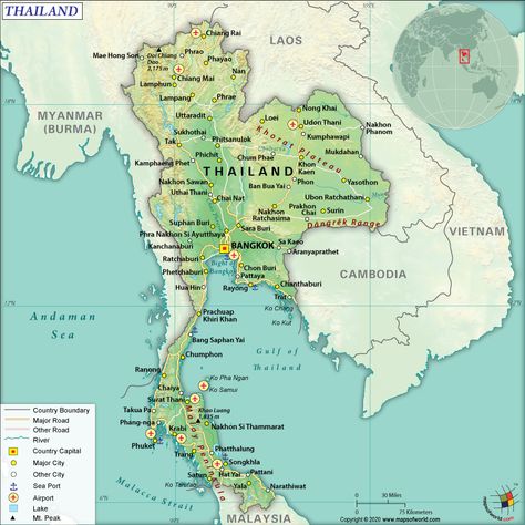 #Thailand is a country which lies in the continent of #Asia and the #GulfofThailand (to the south) as well as the #AndamanSea (to the west). #K12 #KeyFacts Peta Thailand, Negara Thailand, Map Of Thailand, Continent Of Asia, Maps Aesthetic, Asian Continent, Thailand Map, Asia Continent, Country Facts