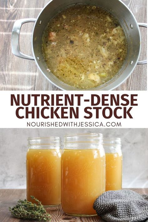 Master the art of scratch cooking with this easy homemade chicken stock recipe. Made from chicken or turkey scraps, it simmers for 4 hours to create a flavorful, nutrient-rich stock perfect for soups. Learn how to freeze it for future meals with simple tips for long-term storage. Healthy, homemade, and freezer-friendly, this chicken stock is a kitchen staple you’ll love having on hand. How To Store Chicken Broth, Chicken Stalk Homemade, Homemade Chicken Stock Recipe, Homemade Chicken Stock From Bones, Homemade Broth Chicken, What To Make With Chicken Stock, Homemade Chicken Recipes, Diy Chicken Stock, Meat Stock Recipes