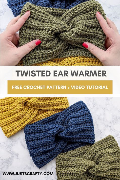 Crochet Twisted Ear Warmer, Diy Crochet Headband, Twisted Ear Warmer, Crochet Headband Tutorial, Crochet Ear Warmer Pattern, Easy Crochet Headbands, Bandeau Au Crochet, Crochet Headband Pattern Free, Im So Happy