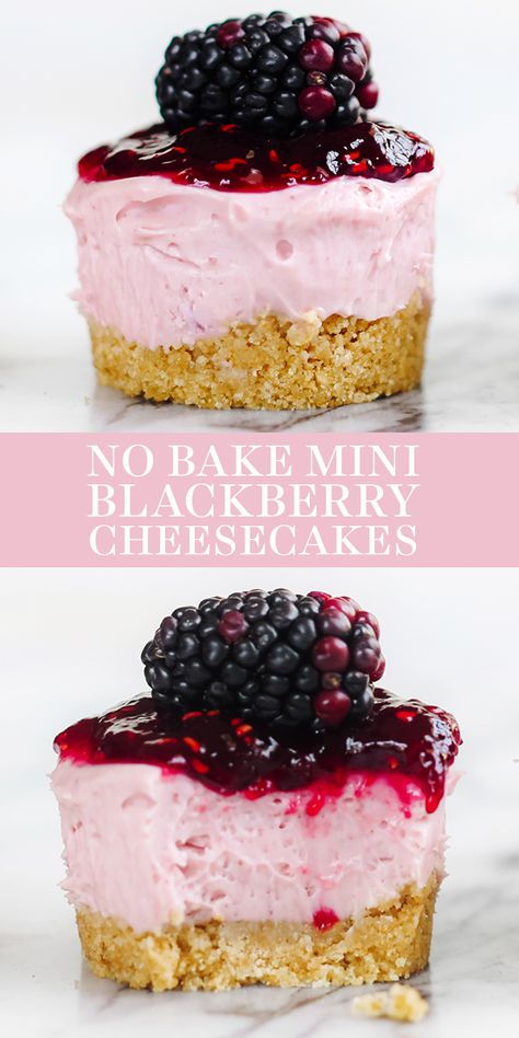 Blackberry Cheesecake, Biscuits Graham, Mini Cheesecake Recipes, Blackberry Recipes, Cheesecake Mini, Desserts Ideas, Spring Desserts, Easter Desserts, Easy No Bake