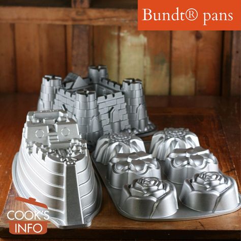 Bundt Pans - CooksInfo Tunnel Of Fudge Cake, Pan Man, Bundt Pans, Shaped Cake Pans, Winning Recipes, Shaped Cake, Pan Sizes, Cooling Rack, Fudge Cake