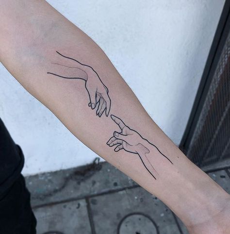 Two Hands Almost Touching Aesthetic, Fingers Reaching Out Tattoo, Tattoo Of Hands Reaching, Two Hands Reaching Tattoo, Reaching Hand Tattoo, Reaching Hands Tattoo, Two Fingers Touching Tattoo, Hand Reaching Out Tattoo, Hands Reaching Tattoo