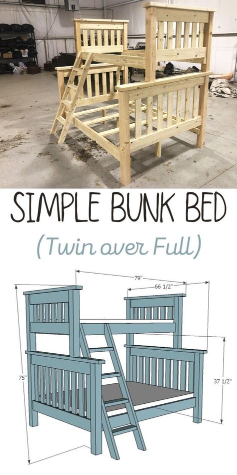 Diy Bunk Beds Plans, Pallet Bunk Beds, Bunk Bed Plan, Bunk Bed Plans, Queen Bunk Beds, Diy Bunk Bed, Double Bunk Beds, Twin Over Full Bunk Bed, Wooden Bunk Beds