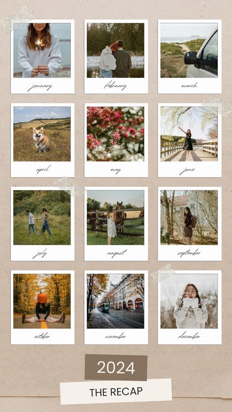 Templates New Year Story Template, Polariod Board Template Aesthetic, Instagram Year Recap, End Of Year Instagram Story Ideas, Polaroid Collage Template, 2024 Recap Template, Picture Collage Ideas Instagram, Year Recap Instagram Story, Ig Collage Ideas