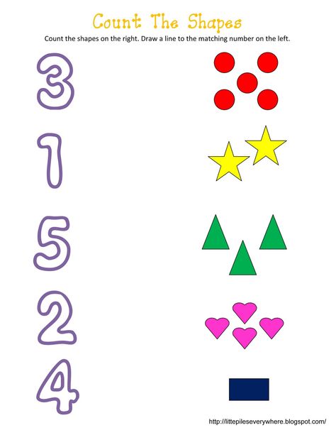 Shape Worksheets For Preschool, Number Worksheets Kindergarten, Preschool Number Worksheets, Toddler Worksheets, Tracing Worksheets Preschool, Kids Worksheets Preschool, Free Preschool Worksheets, Preschool Math Worksheets, Counting Worksheets