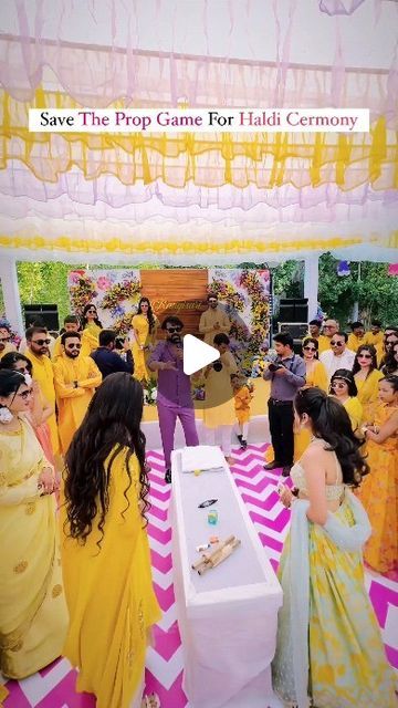 Rivaaz Events- A unit of Parshwanath Tent House on Instagram: "Fun games for haldi!!
Save for later💛
.
.
.
.
.
.
#RivaazEvents #WeddingDecor #Candidmoments #Theme #Aesthetic #PreWeddingCaptures #BeautifulDestinations #FoodPhotography #LightDecoration #DestinationWedding #ReelsInstagram #HaldiDecoration #WeddingDress #WeddingPhotography #Fireworks #UdaipurWedding #Cinematography #BeautifulWeddings #HaldiCeremony #Varmaala #WeddingInspiration #ShortFilms #ReelItFeelIt #BrideGroom #UdaipurDestinationWedding #WeddingIdeas #Udaipur #FlowerDecoration #WeddingsInUdaipur #ThemeDecoration" Shadi Theme Games, Haldi Fun Activities, Couple Haldi Decoration Ideas, Haldi Ceremony Fun Ideas, Haldi Ceremony Theme Ideas, Indian Engagement Ideas Fun, Haldi Activity Ideas, Haldi Ceremony Activities, Haldi Activities