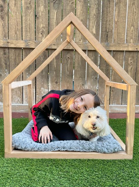 Indoor Dog House Diy, Dog Bed With Canopy, Dog Bed Diy, Dog House Inside, Easy Dog House, Canopy Diy, Bed With Canopy, Stylish Dog Beds, Pallet Dog Beds