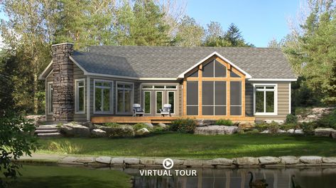 Beaver Homes And Cottages, Beaver Homes, Rendered Houses, Exterior Render, Cottage Floor Plans, Cottage Plans, Lake House Plans, Lake House Ideas, Lakefront Homes