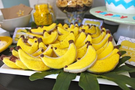 Monkey-banana-birthday party ideas for-my-baby-boy Monkey Party Food Ideas, Monkey Banana Birthday Party, Monkey Birthday Party Food, Monkey 1st Birthday Boy, Monkey Themed First Birthday, Monkey Party Ideas, Banana Party, Sock Monkey Birthday, Monkey Birthday Parties