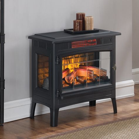 Found it at Wayfair - Infrared Quartz Electric Fireplace Faux Foyer, Free Standing Electric Fireplace, Beveled Glass Doors, Recessed Electric Fireplace, Fireplace Shelves, Stove Heater, Portable Stove, Electric Fireplaces, Fireplace Heater