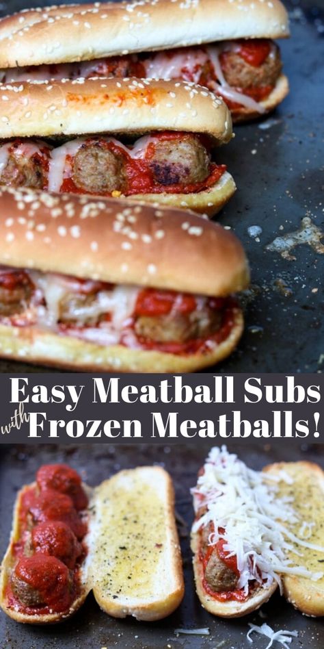 Easy Meatball Subs, Easy Meatball, Fast Easy Dinner, Meatball Sub, Vegan Enchiladas, Fast Dinner Recipes, Dinner Sandwiches, Meatball Subs, Meatballs Easy