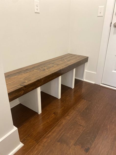 Ever wondered how to craft your own custom built-in mudroom bench? Dive into our Pinterest board and take a sneak peek behind the scenes of a fun DIY project. Check out the blog for more! Front Door Built In Bench, Mud Room Ideas Bench, Garage Entry Bench, Cubby Bench Diy, Entry Way Bench Built In, Entrance Bench Diy, Diy Mud Bench Entryway, Entryway Bench Diy How To Build, Hallway Bench Diy