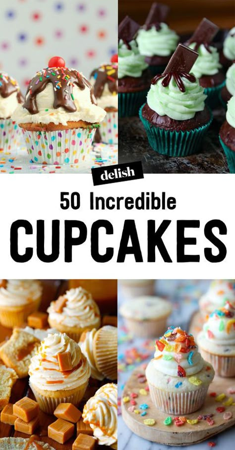 50 Easy Cupcake Recipes from Scratch - How to Make Homemade Cupcakes - Delish.com Cupcake Recipes From Scratch, Easy Cupcake Recipes, Homemade Cupcakes, Brownie Desserts, Gourmet Cupcakes, Cupcakes Recipes, Cheesecake Cupcakes, Cupcake Flavors, Easy Cupcakes