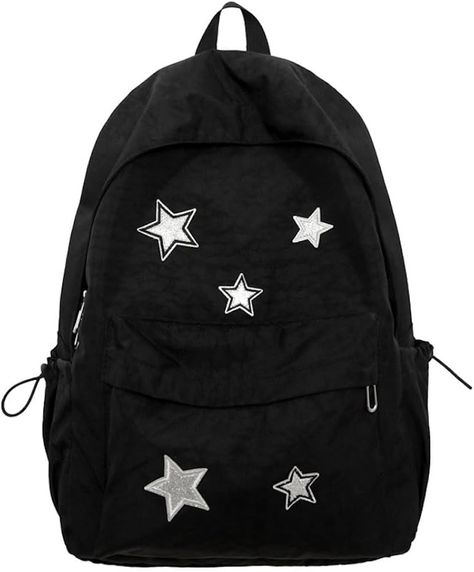 Amazon.com: MININAI Cute Y2K Aesthetic Backpack Stars Pattern Preppy Backpack Laptop Backpack Back to College Supplies (Black,One Size) : Electronics Preppy Backpack, Aesthetic Backpack, Kawaii Backpack, Trendy Backpacks, Backpack Pattern, Backpack Laptop, School Accessories, Sally Face, College Backpack