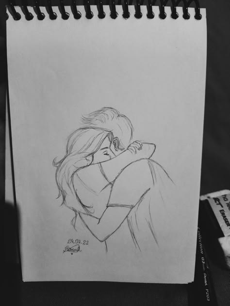 Sketches To Give Your Boyfriend, Couple Pencil Drawings Easy, Missing Him Drawings, Cute Couple Drawings Aesthetic Easy, Drawings Of Lovers Couple, Couple Easy Sketch, Sketch For Boyfriend, Romantic Sketches Easy, Cute Drawings Of Love For Him