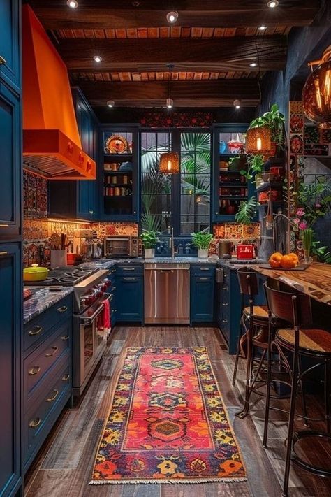 Hippie Kitchen, Colorful Kitchen Ideas, Colorful Kitchens, Maximalist Kitchen, Funky Kitchen, Kitchens Ideas, Hippie Lifestyle, Bohemian Kitchen, Diy Kitchen Renovation