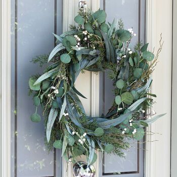 Mixed Eucalyptus, White Eucalyptus, Outdoor Wreath, Foliage Wreath, Artificial Greenery, Outdoor Wreaths, Eucalyptus Wreath, Berry Wreath, Year Round Wreath