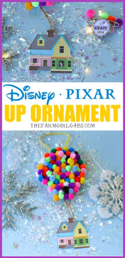 Adventure is out there! This Christmas, Make Your Own UP Disney Christmas Ornament. This easy craft is perfect for fans of the Disney Pixar movie UP! #UP #Pixar #DisneyCrafts #ChristmasOrnament #Disney #ChristmasTree #ChristmasDecoration Disney Themed Ornaments Diy, Disney Christmas Crafts Diy, Disney Up Crafts, Disney Crafts To Sell, Up Movie Crafts, Diy Disney Gifts, Diy Disney Ornaments, Disney Christmas Decor, Disney Ornaments Diy