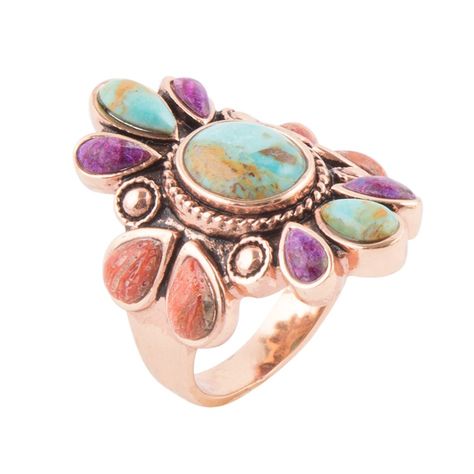 Gate Wall Decor, Boho Sewing, Copper Crafts, Sponge Coral, Hippy Style, Purple Turquoise, Color Turquoise, Multi Stone Ring, Hippie Bohemian