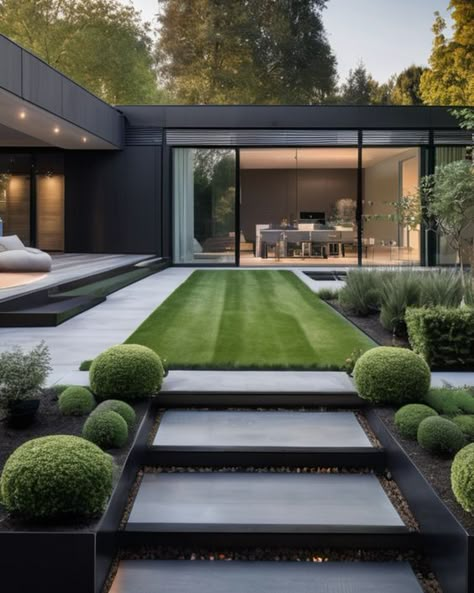 Contemporary Backyard Landscaping, Modern House Backyard, Modern House Garden, Modern Garden House, Modern Homes Design, Landscape Villa, Modern Backyard Design, Modern Garden Landscaping, Moderne Have