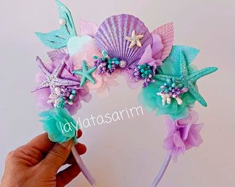 Mermaid Crown, Girl Mermaid Outfit, Mermaid Toddler Birthday , Mermaid Toddler Gril, Hair Band Mermaid Headpiece, 4de Verjaardag, Ariel Birthday Party, Mermaid Headband, Mermaid Birthday Party Decorations, Mermaid Theme Birthday Party, Ariel Birthday, Birthday Mermaid, Mermaid Crown