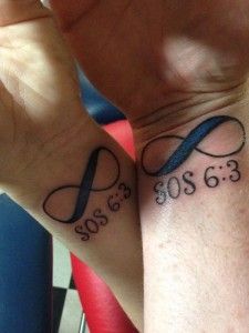 Adorable Couple Tattoo Designs and Ideas (5) Heart Infinity Tattoo, Blue Line Tattoo, Tattoo Song, Punisher Tattoo, Infinity Song, Police Tattoo, Married Couple Tattoos, Amor Tattoo, Couple Tattoos Love