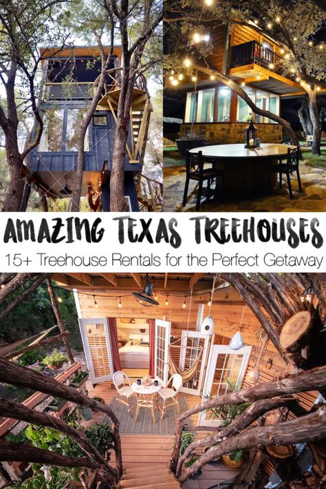 Amazing Texas Treehouse Rentals that will blow your mind! Start Planning a getaway for warmer weather NOW to these nature-filled treetop nests. Make sure to reserve early because these unique treehouse rentals in texas book up months in advance on Airbnb. #treehouse #texas Romantic Getaways In Texas, Unique Places To Stay In Texas, Weekend Trips In Texas, Best Places To Live In Texas, Texas Couples Getaway, Cabins In Texas, Treehouse Masters, Treehouse Hotel, Treehouse Cabins