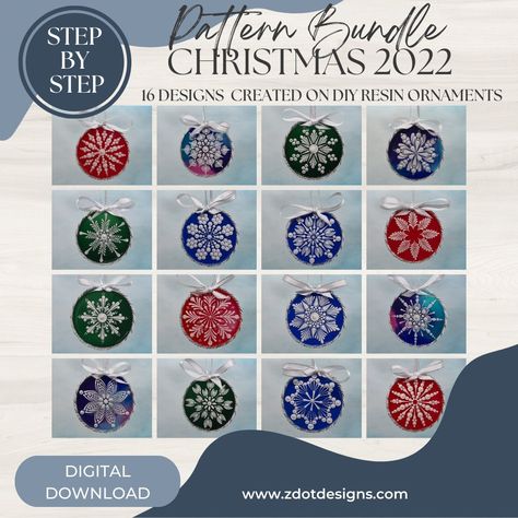 Dot Art Ornaments, Posca Drawing, Mandala Tutorial, Dot Designs, Resin Ornaments, Mandala Dot Painting, Mandala Rock Art, Acrylic Ornaments, Winter Decorating