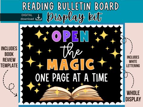 reading bulletin board | reading corner decor | books Bulletin Board | reading door decor | book nook | library bulletin by SlidesAndStyle on Etsy Book Week 2024, Bulletin Board Reading, Books Bulletin Board, Reading Corner Decor, School Library Book Displays, Reading Bulletin Board, Creative Library, Book Bulletin Board, School Library Bulletin Boards