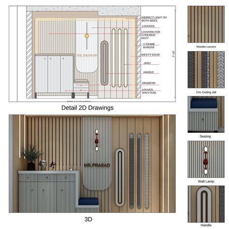 Design & Decor | Trusted Interior Design Studio | “Comprehensive Entrance Detail: Precise 2D and Stunning 3D Renderings” #interior #interiordesign #interiorstyled #entrance #entrancedecor… | Instagram Entrance Design Wall, Architectural Studio Design, Building Entry Design, Interior Design Details Drawing, Interior Details Drawing, Entrance Area Design, Entrance Design Interior, Entrance Design Interior Entryway, Flat Entrance Design Modern