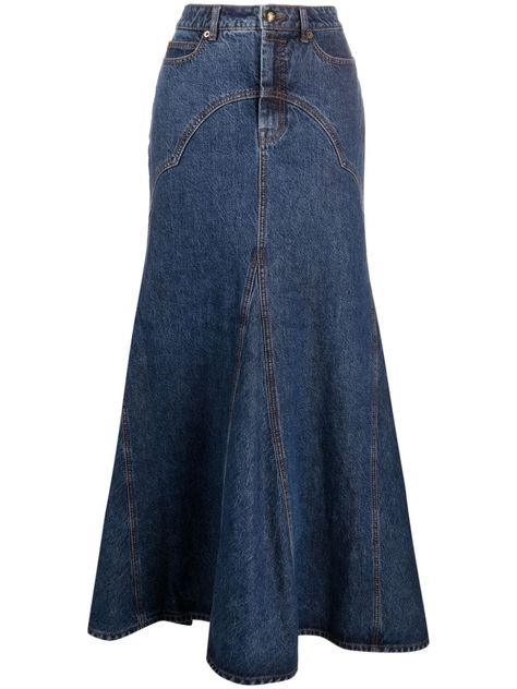 Long Jeans Skirt, Maxi Skirt Blue, Long Jean Skirt, High Waisted Denim Skirt, Denim Skirt Outfits, Long Denim Skirt, Rock Outfit, Denim Skirt Women, Denim Maxi